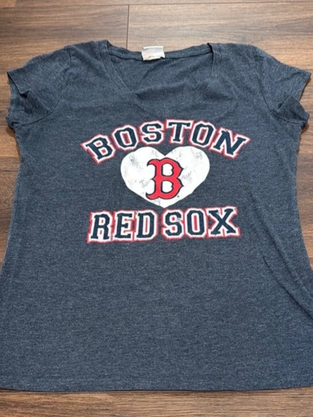 Vintage Small Boston Red Sox Baseball Fitted T Shirt Sparkle Lettering Heart